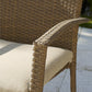 3 Piece High Top Bistro Wicker Patio Table and Chairs Set - Brown