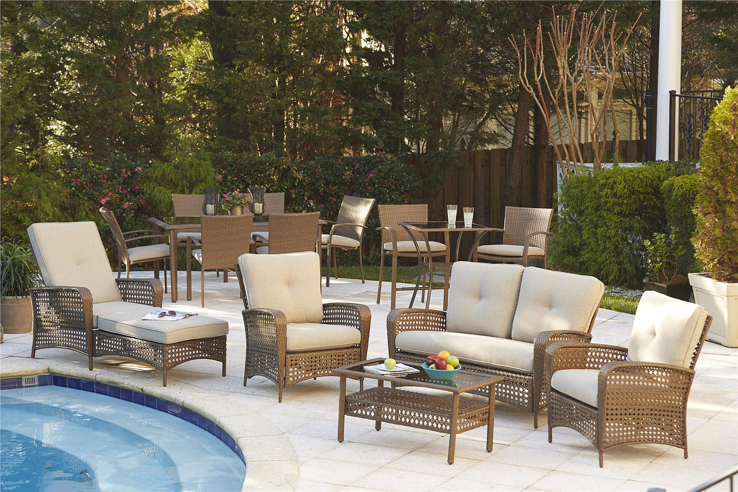 3 Piece High Top Bistro Wicker Patio Table and Chairs Set - Brown