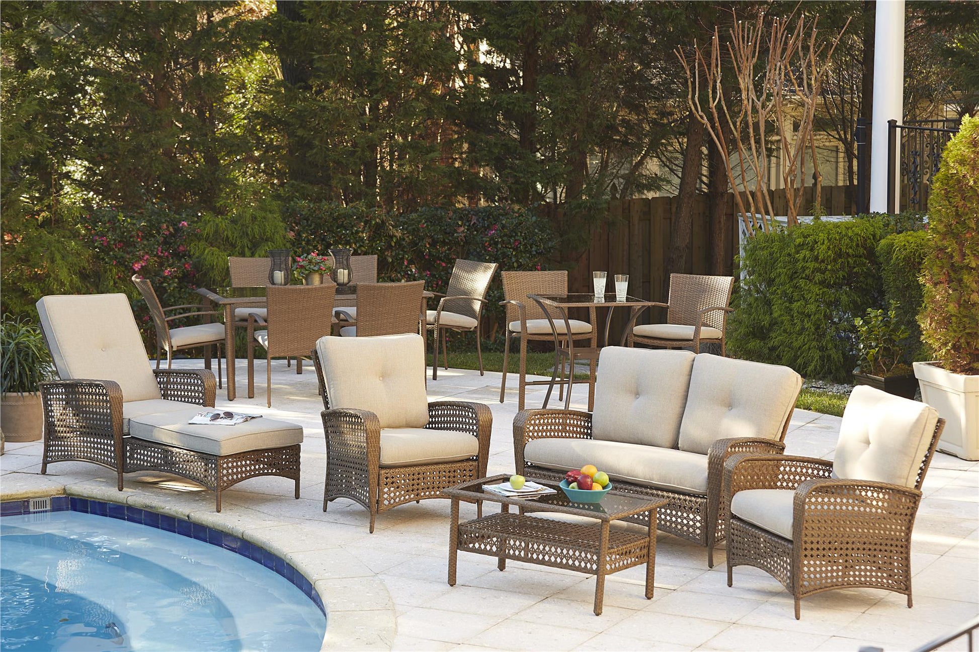 3 Piece High Top Bistro Wicker Patio Table and Chairs Set - Brown