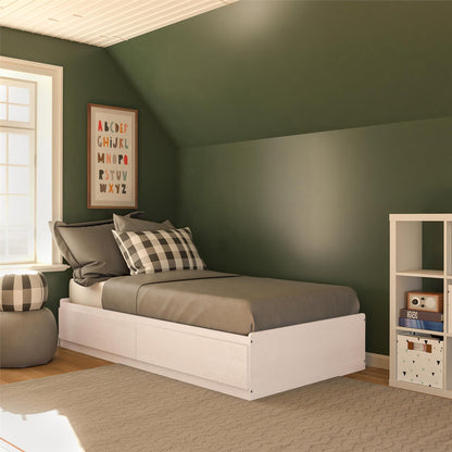 Twin Platform Bed with 2 Large Storage Drawers and No Box Spring Required - Florence Walnut - Twin