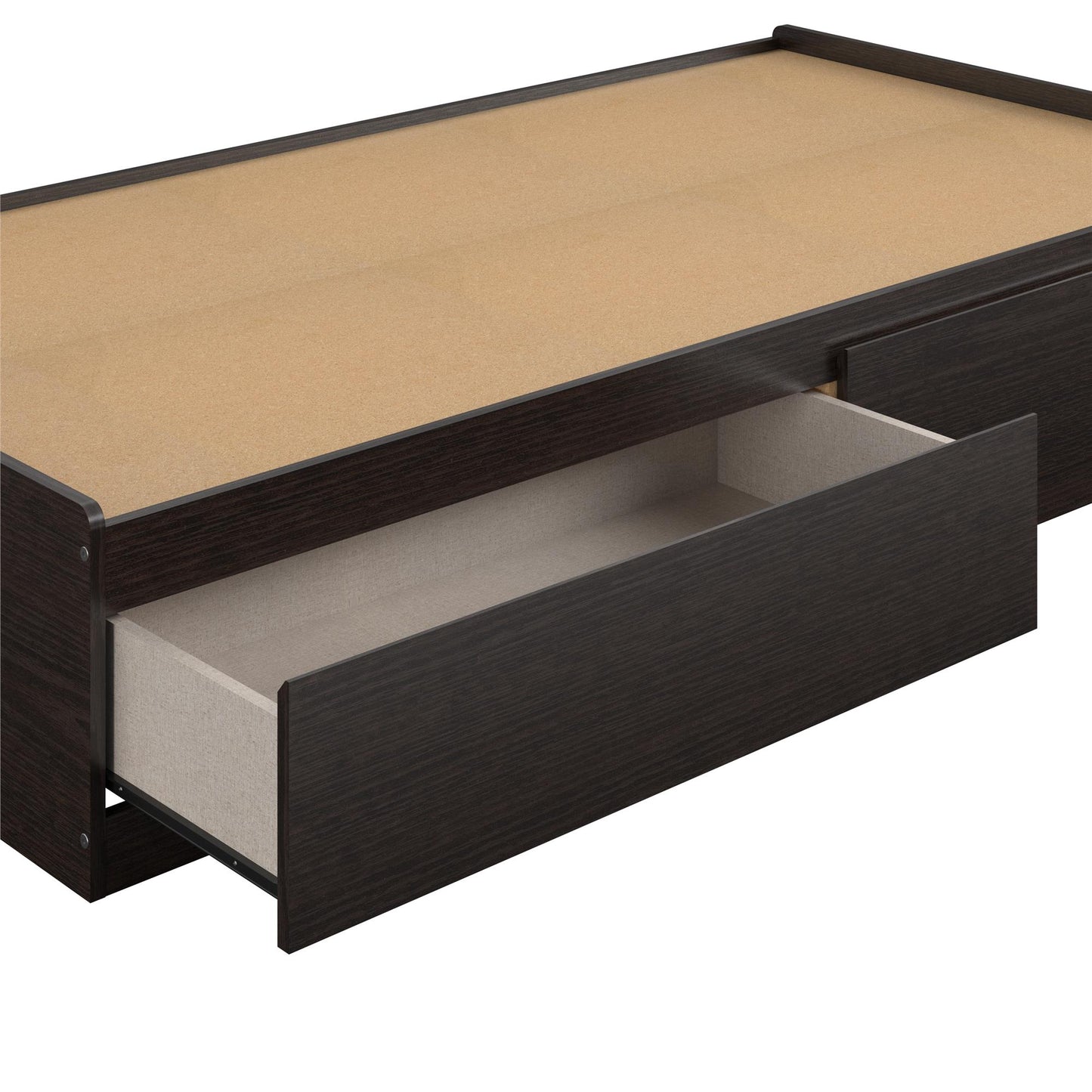 Platform Bed with 2 Large Storage Drawers and No Box Spring Required - Espresso - Twin