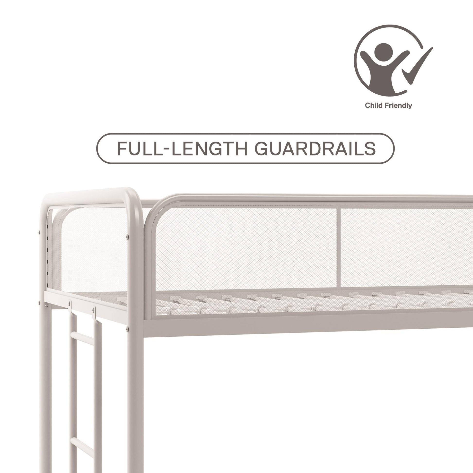 Triple Metal Twin over Twin Bunk Bed with Trundle and Integrated Ladder - White - Twin-Over-Twin