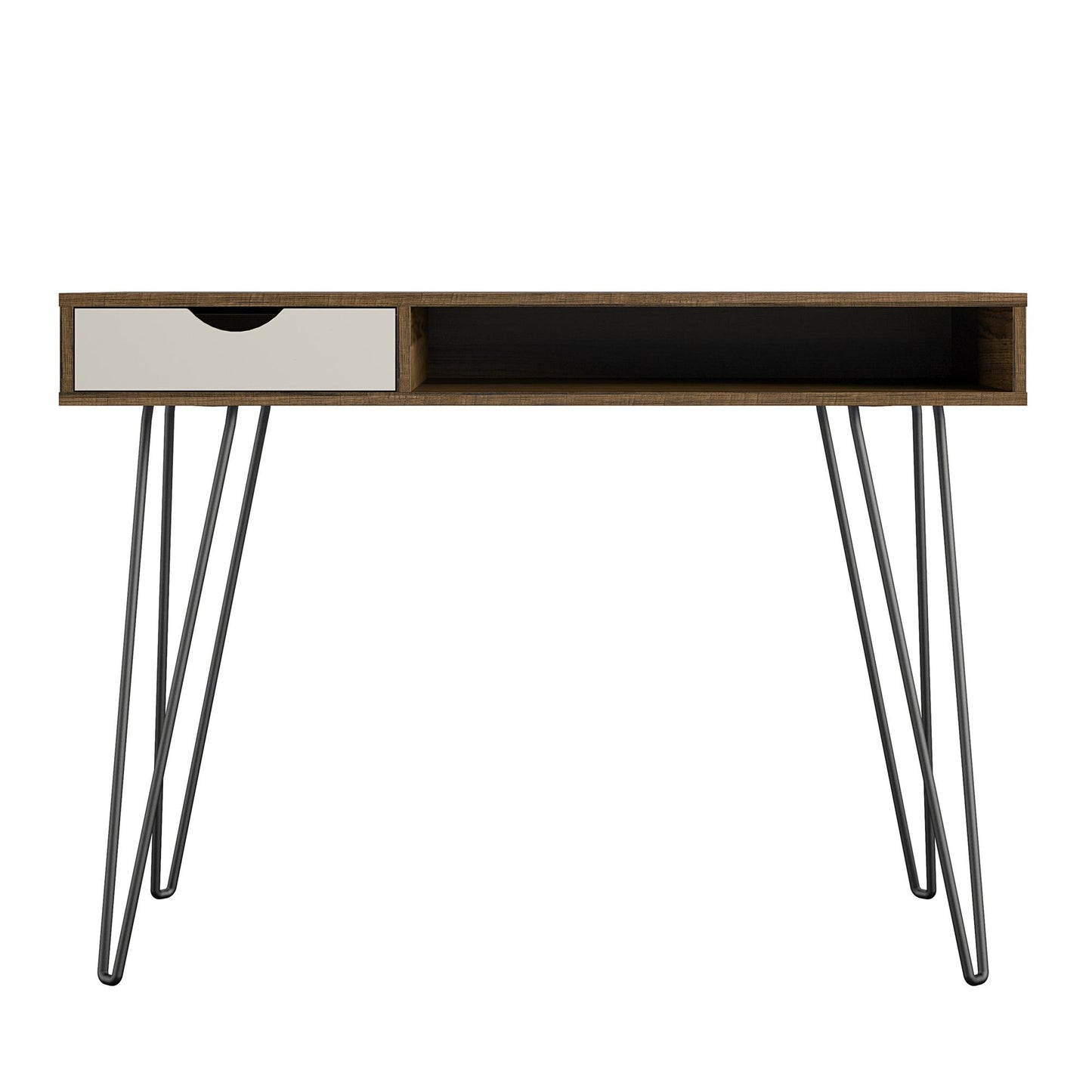 Concord Computer Desk with Storage, Brown Oak/Gray - Brown Oak