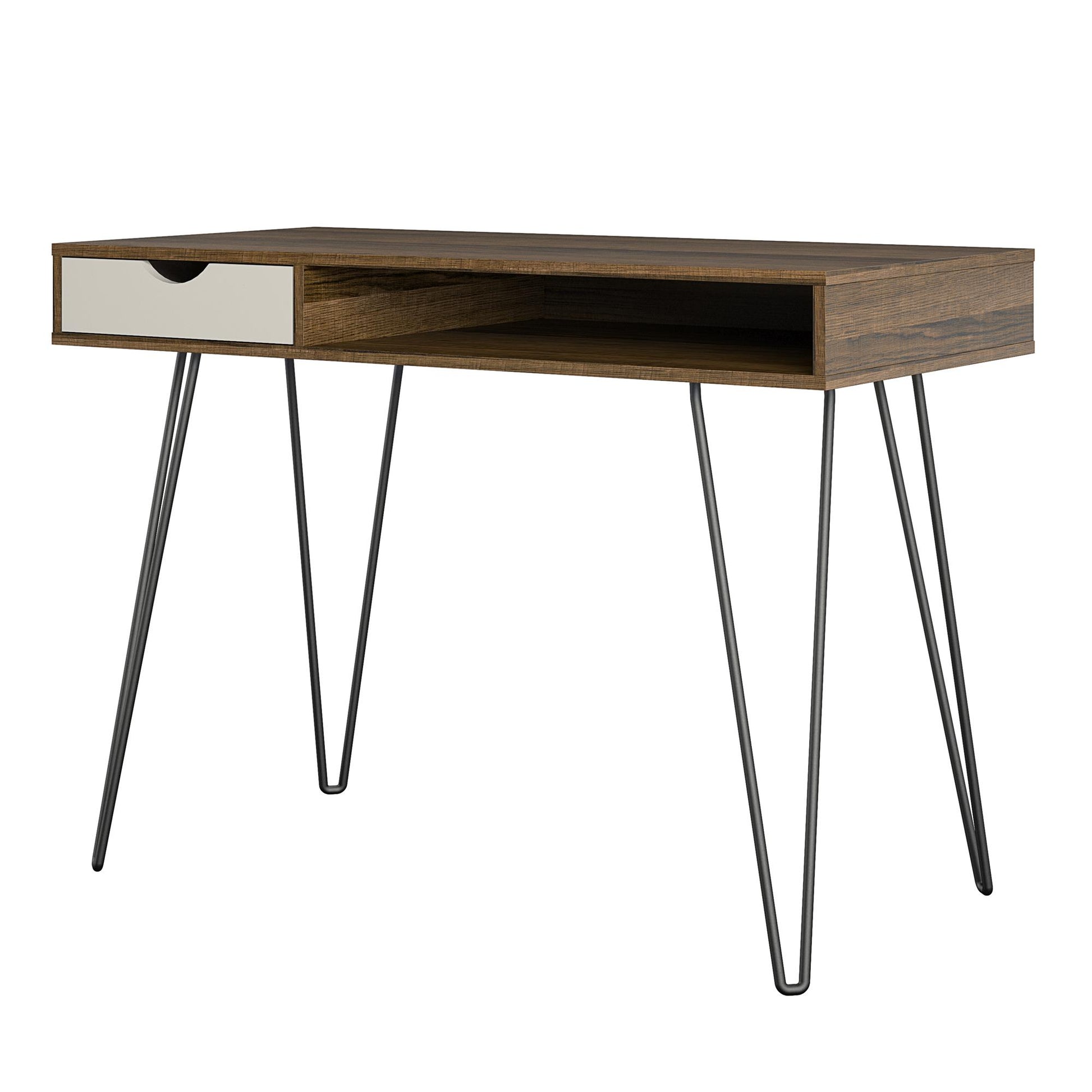 Concord Computer Desk with Storage, Brown Oak/Gray - Brown Oak