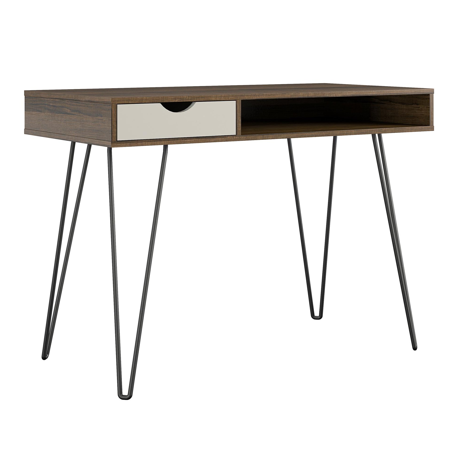 Concord Computer Desk with Storage, Brown Oak/Gray - Brown Oak