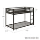 Miles Twin Over Twin Metal Bunk Bed with Secured Metal Slats and Integrated Ladder - Black - Twin-Over-Twin