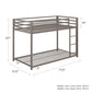 Miles Twin Over Twin Metal Bunk Bed with Secured Metal Slats and Integrated Ladder - Silver - Twin-Over-Twin