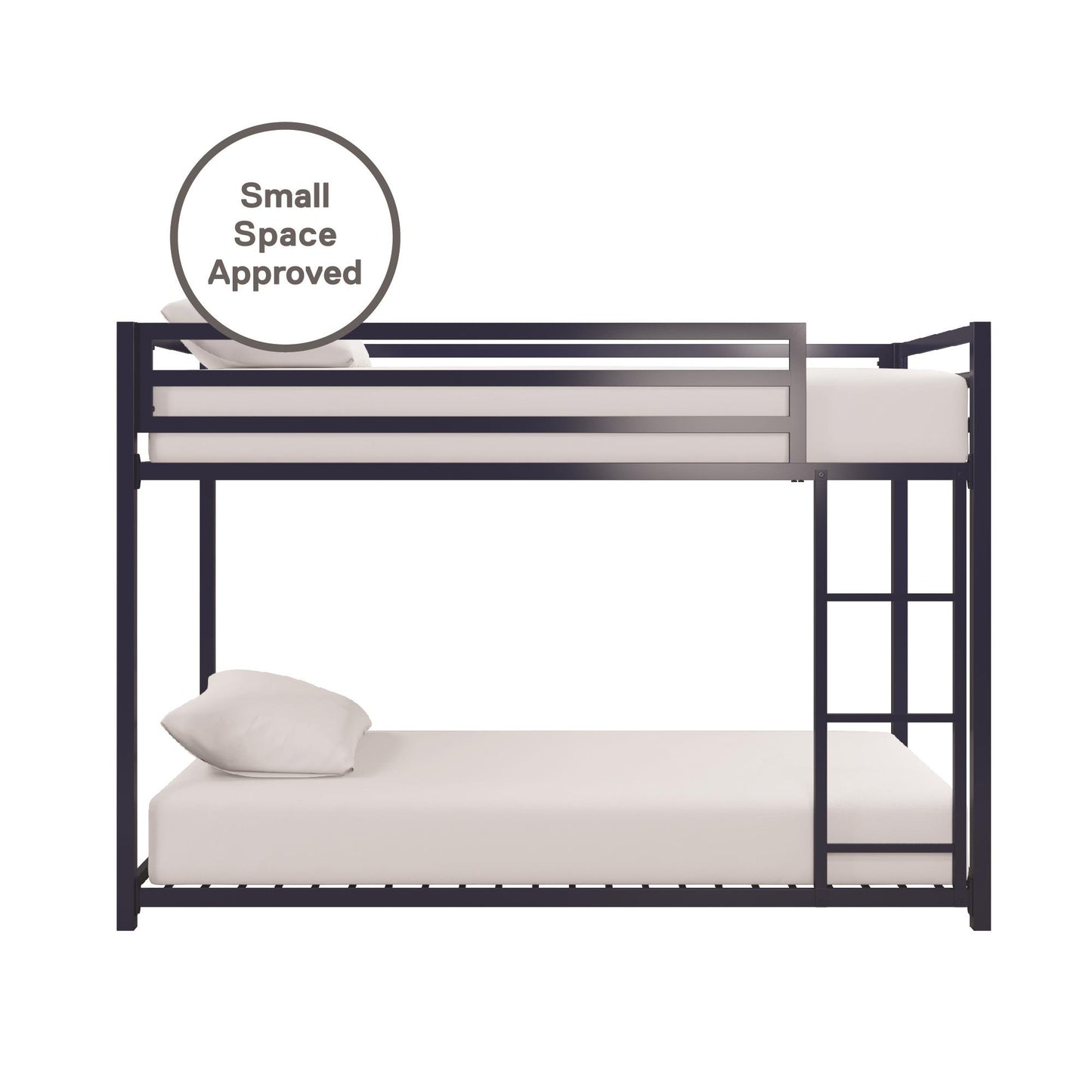 Miles Twin Over Twin Metal Bunk Bed with Secured Metal Slats and Integrated Ladder - Blue - Twin-Over-Twin