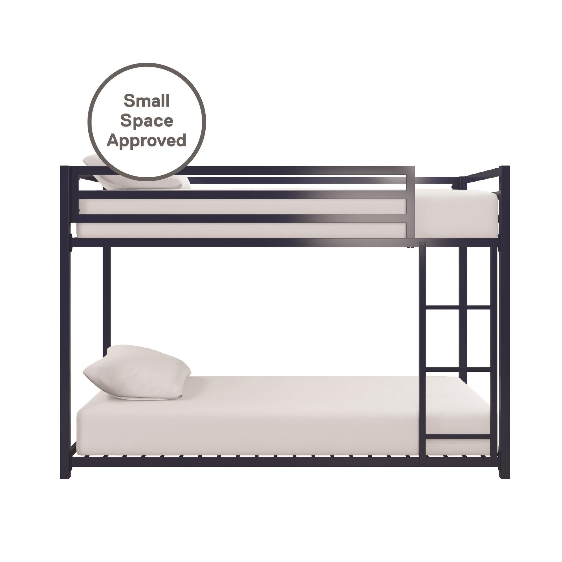 Miles Twin Over Twin Metal Bunk Bed with Secured Metal Slats and Integrated Ladder - Blue - Twin-Over-Twin