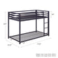 Miles Twin Over Twin Metal Bunk Bed with Secured Metal Slats and Integrated Ladder - Blue - Twin-Over-Twin