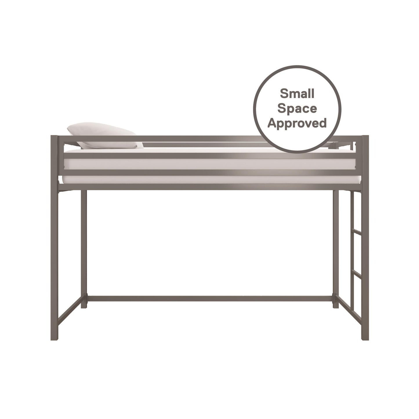 Miles Metal Junior Twin Loft Bed with Integrated Ladder - Silver - Twin