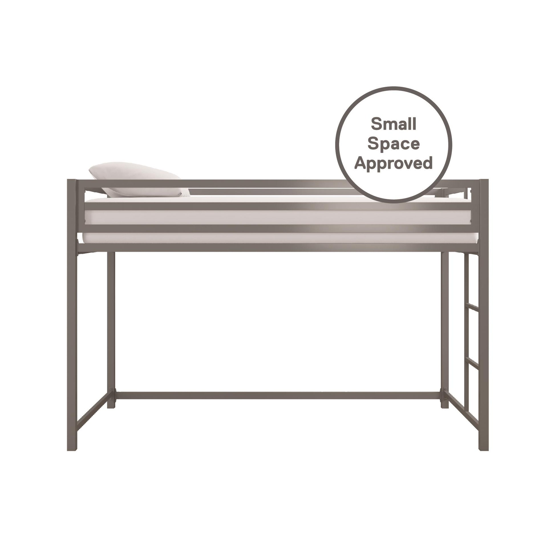 Miles Metal Junior Twin Loft Bed with Integrated Ladder - Silver - Twin