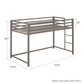 Miles Metal Junior Twin Loft Bed with Integrated Ladder - Silver - Twin