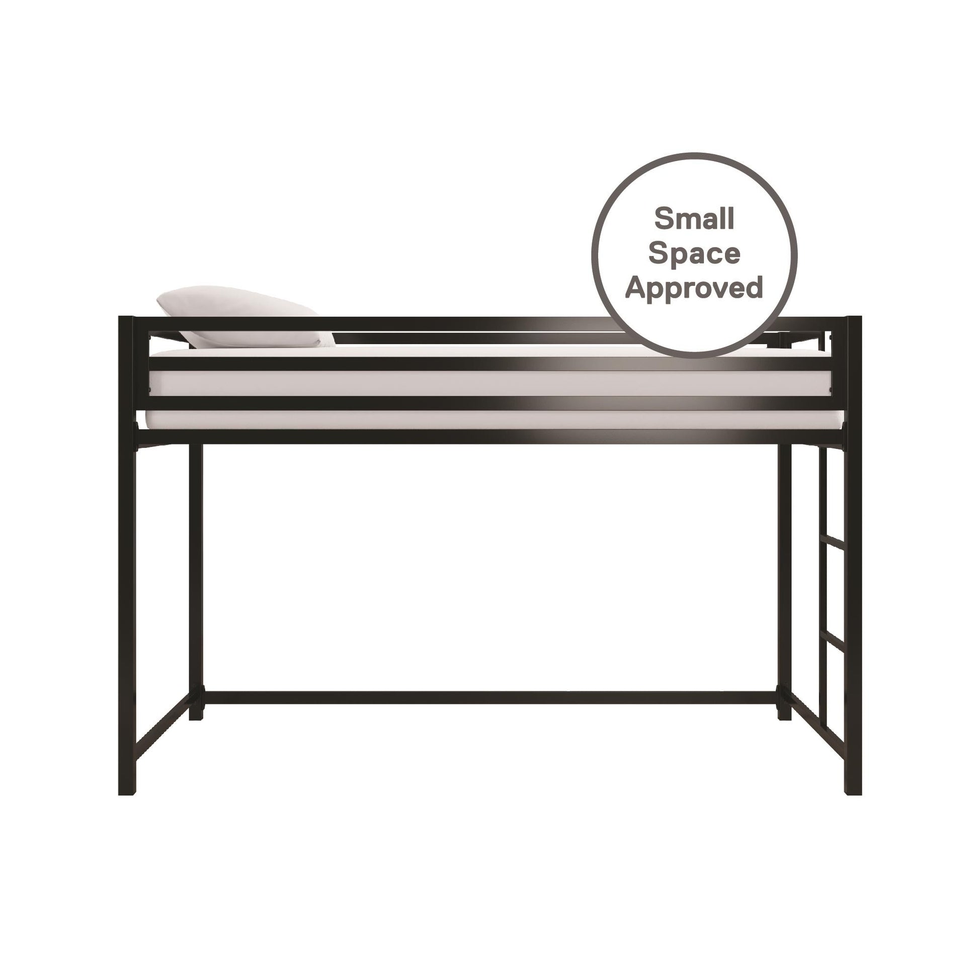 Miles Metal Junior Twin Loft Bed with Integrated Ladder - Black - Twin