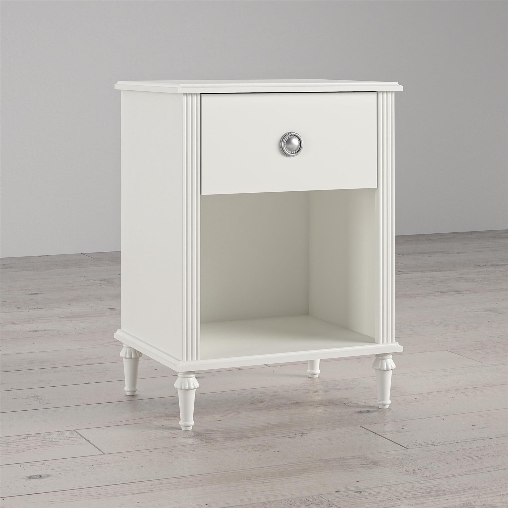 Rowan Valley Arden 1 Drawer Kids’ Nightstand with Open Cubby Space - White