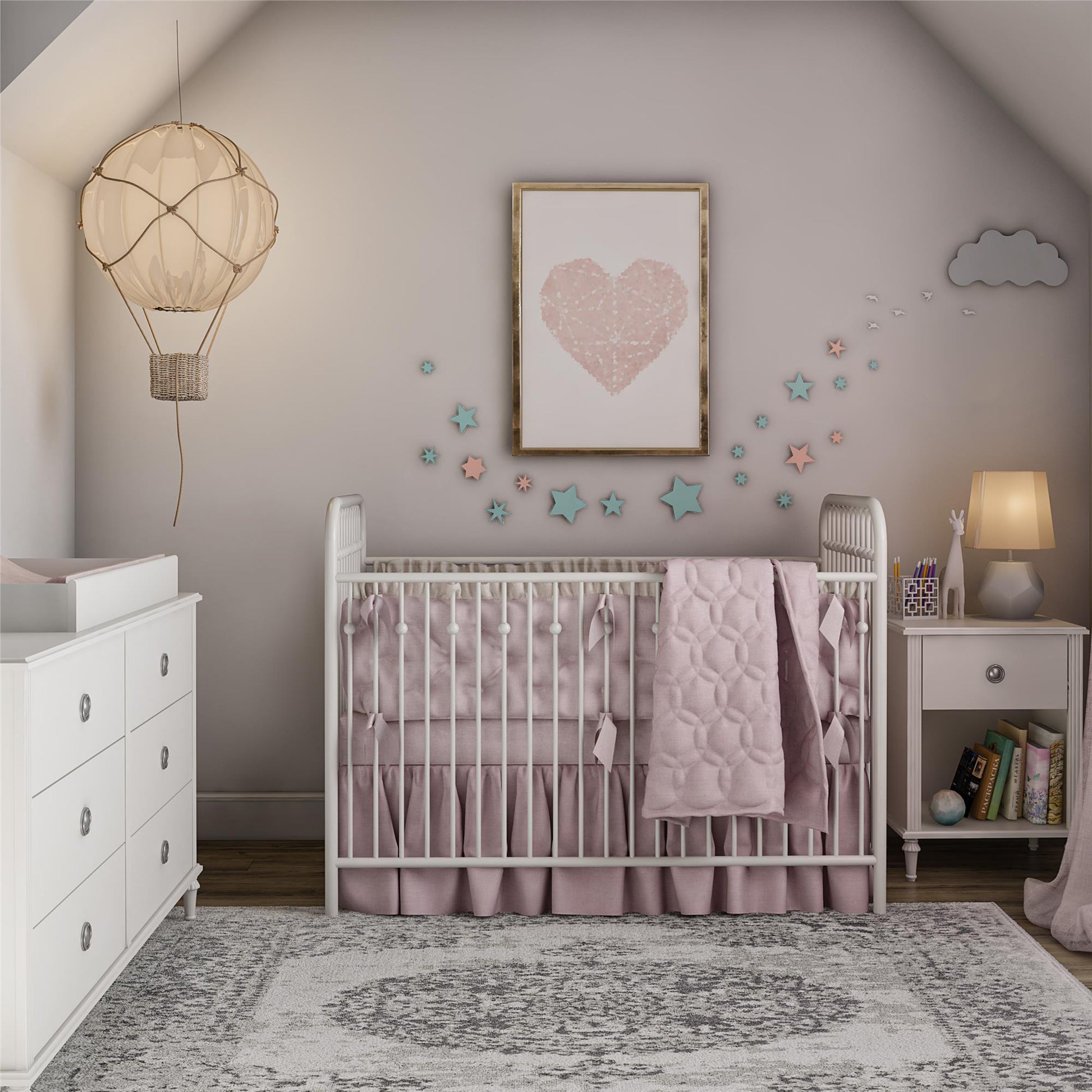 Rowan Valley Arden 1 Drawer Kids’ Nightstand with Open Cubby Space - White