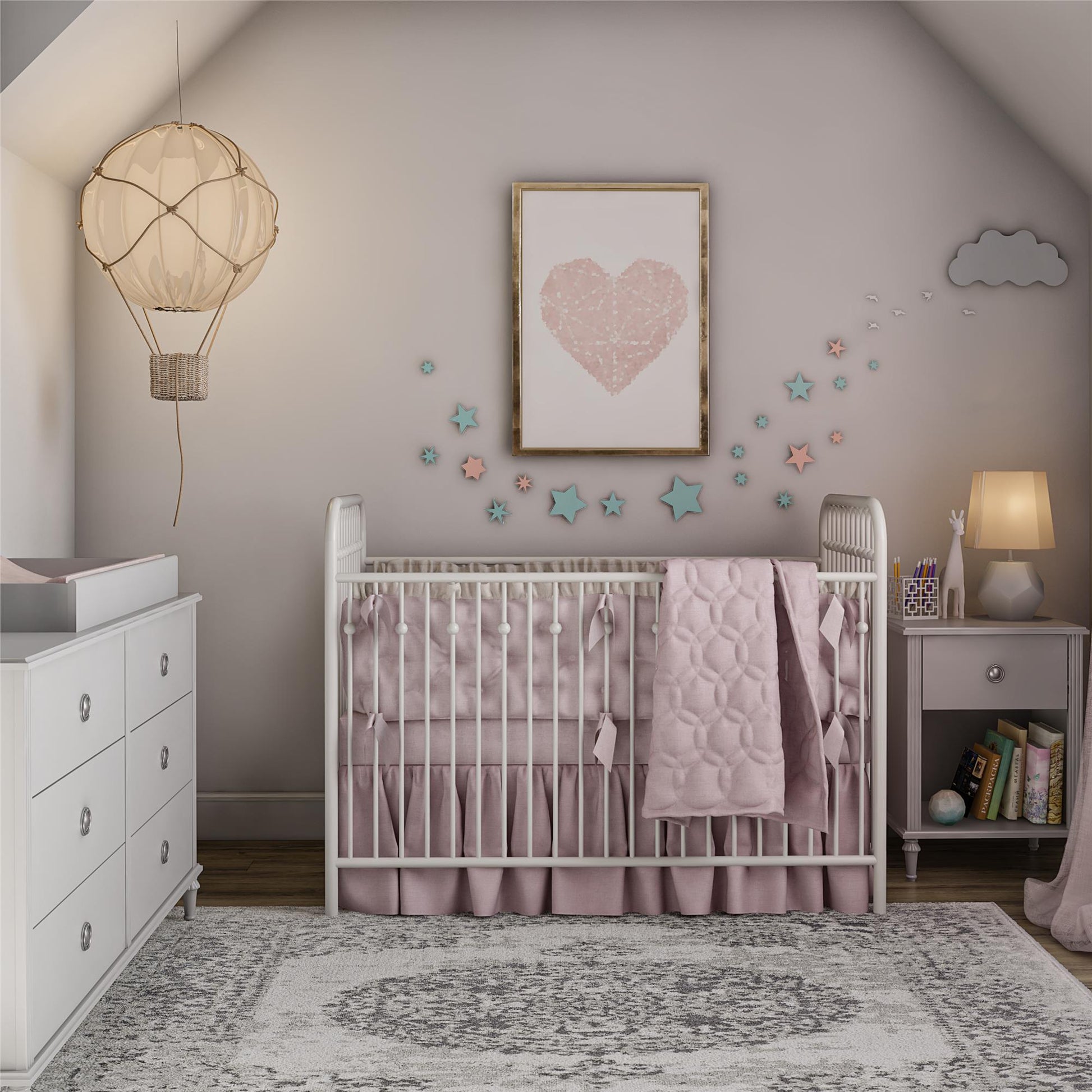 Rowan Valley Arden 1 Drawer Kids’ Nightstand with Open Cubby Space - Dove Gray