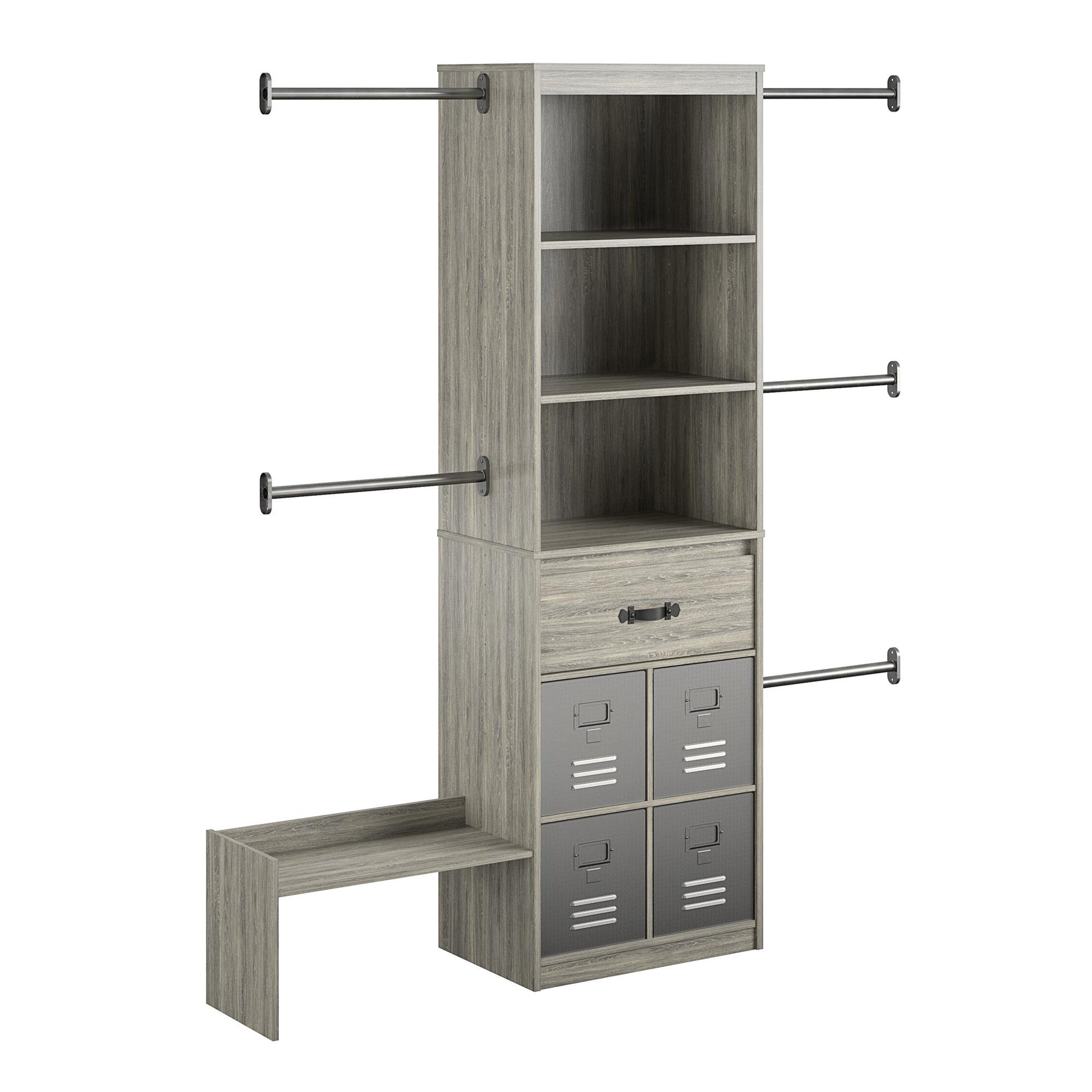 Nova Grow with Me Adjustable Kids’ Closet Organizer System - Gray Oak