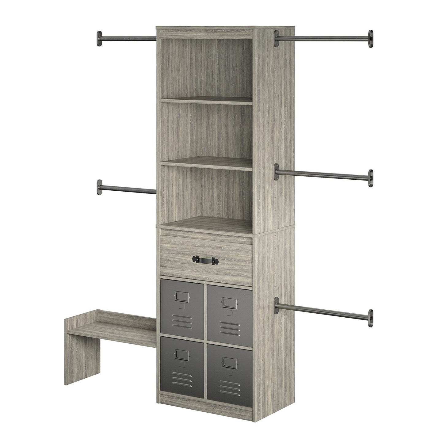 Nova Grow with Me Adjustable Kids’ Closet Organizer System - Gray Oak