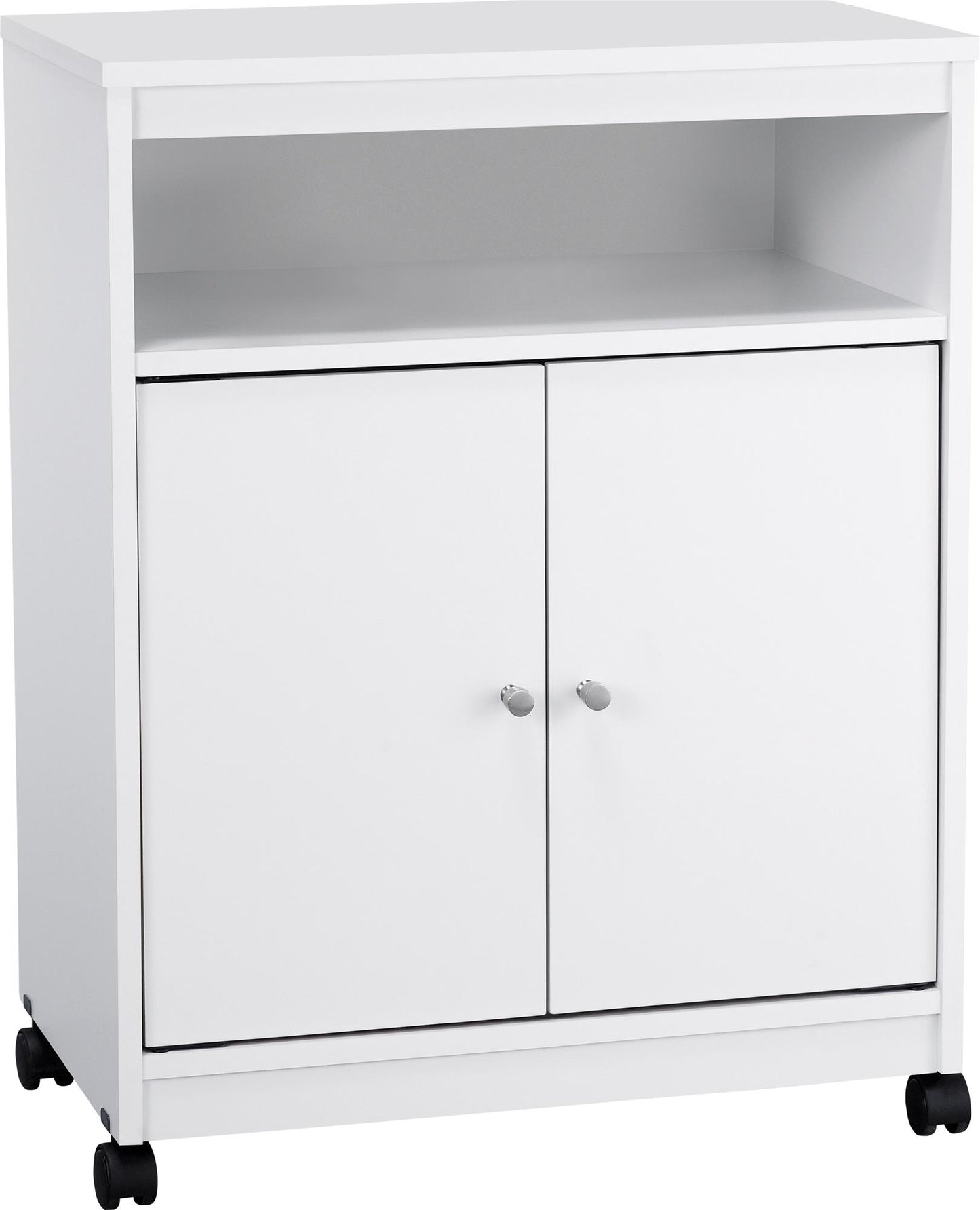 Landry 2 Door Utility Microwave Cart with Shelves - White