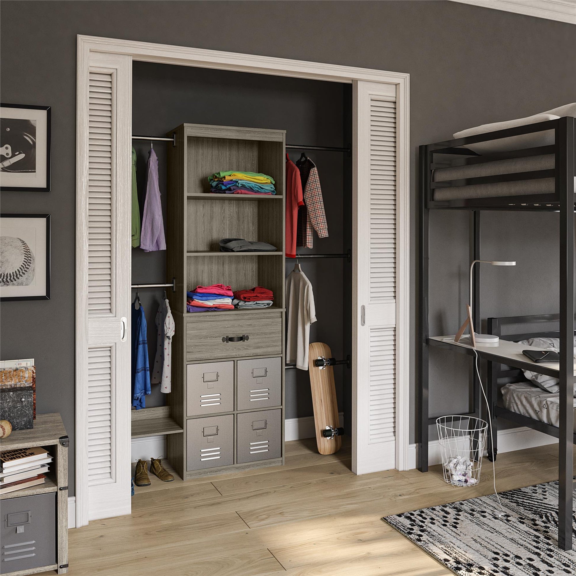 Nova Grow with Me Adjustable Kids’ Closet Organizer System - Gray Oak