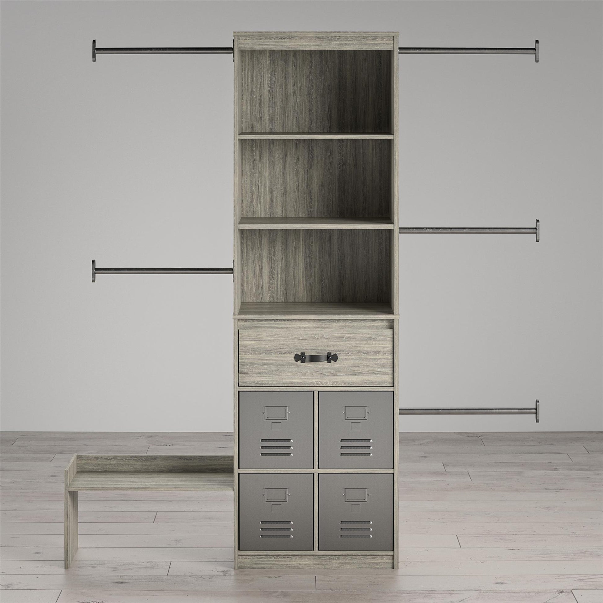 Nova Grow with Me Adjustable Kids’ Closet Organizer System - Gray Oak