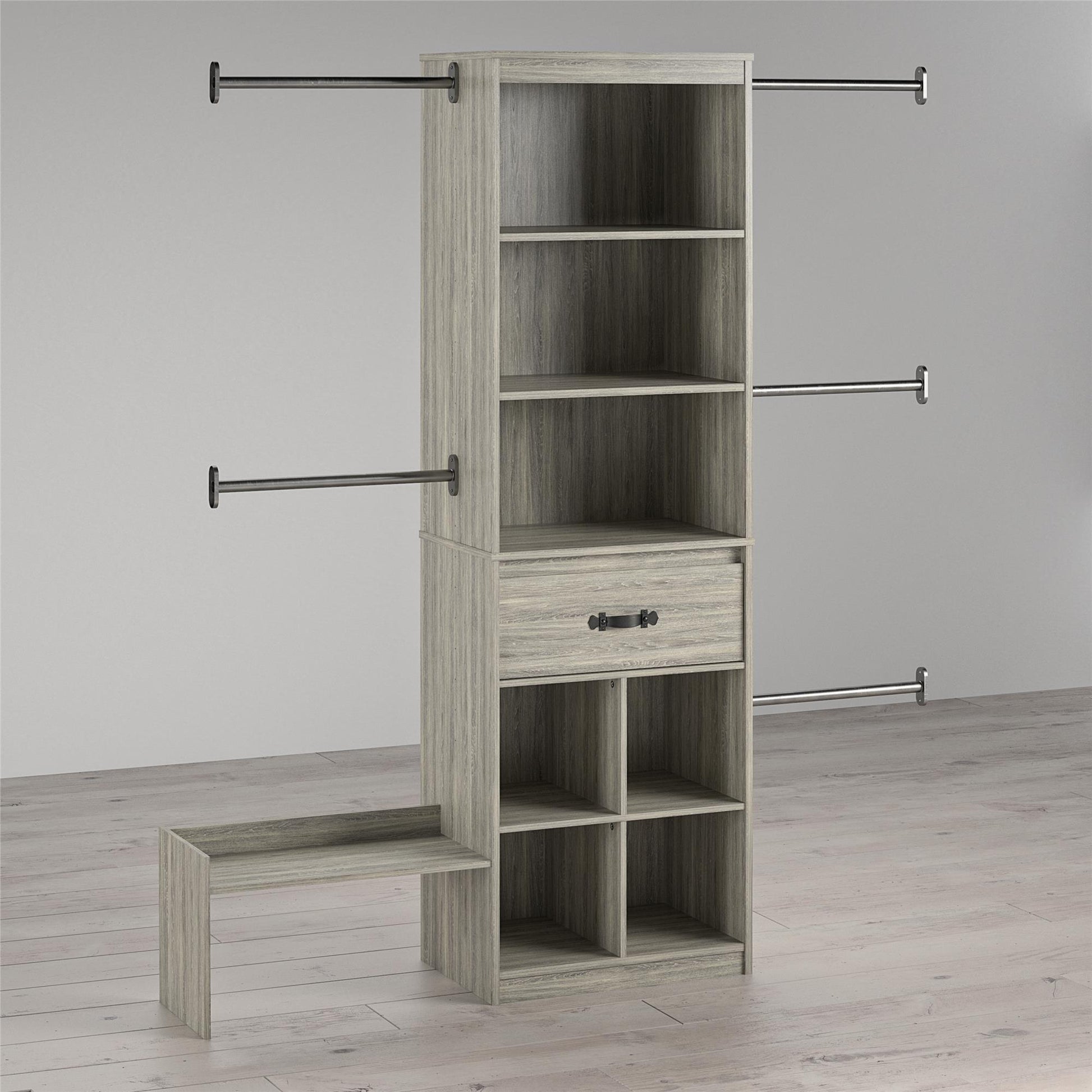 Nova Grow with Me Adjustable Kids’ Closet Organizer System - Gray Oak