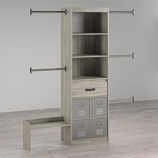 Nova Grow with Me Adjustable Kids’ Closet Organizer System - Gray Oak