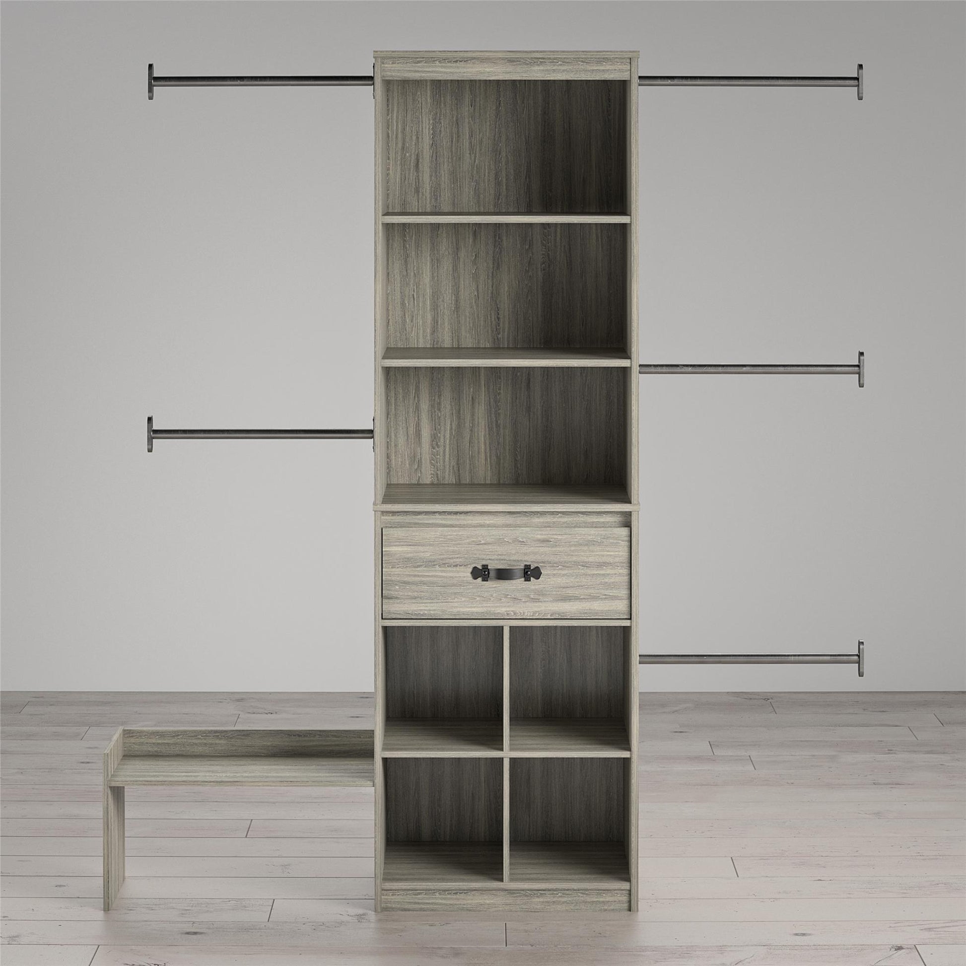 Nova Grow with Me Adjustable Kids’ Closet Organizer System - Gray Oak