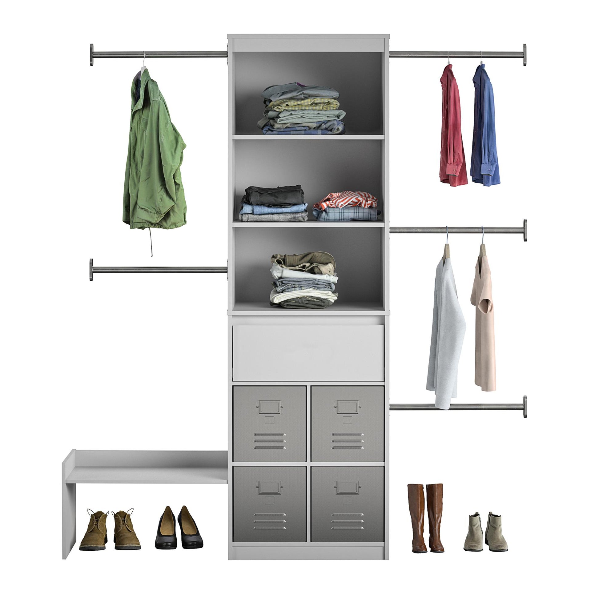 Grow with Me Adjustable Kids’ Closet Organizer System with Adjustable Poles - Dove Gray