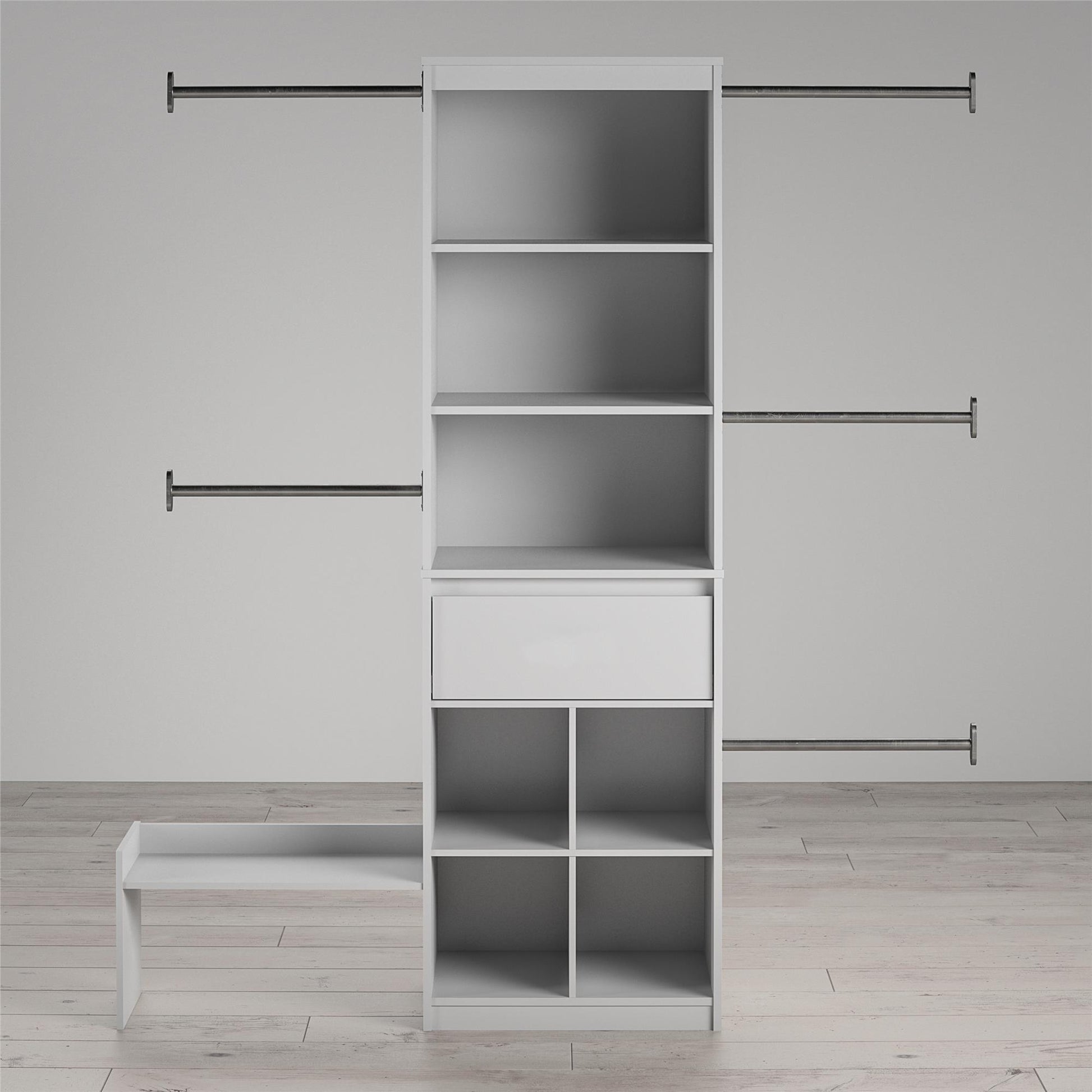 Grow with Me Adjustable Kids’ Closet Organizer System with Adjustable Poles - Dove Gray