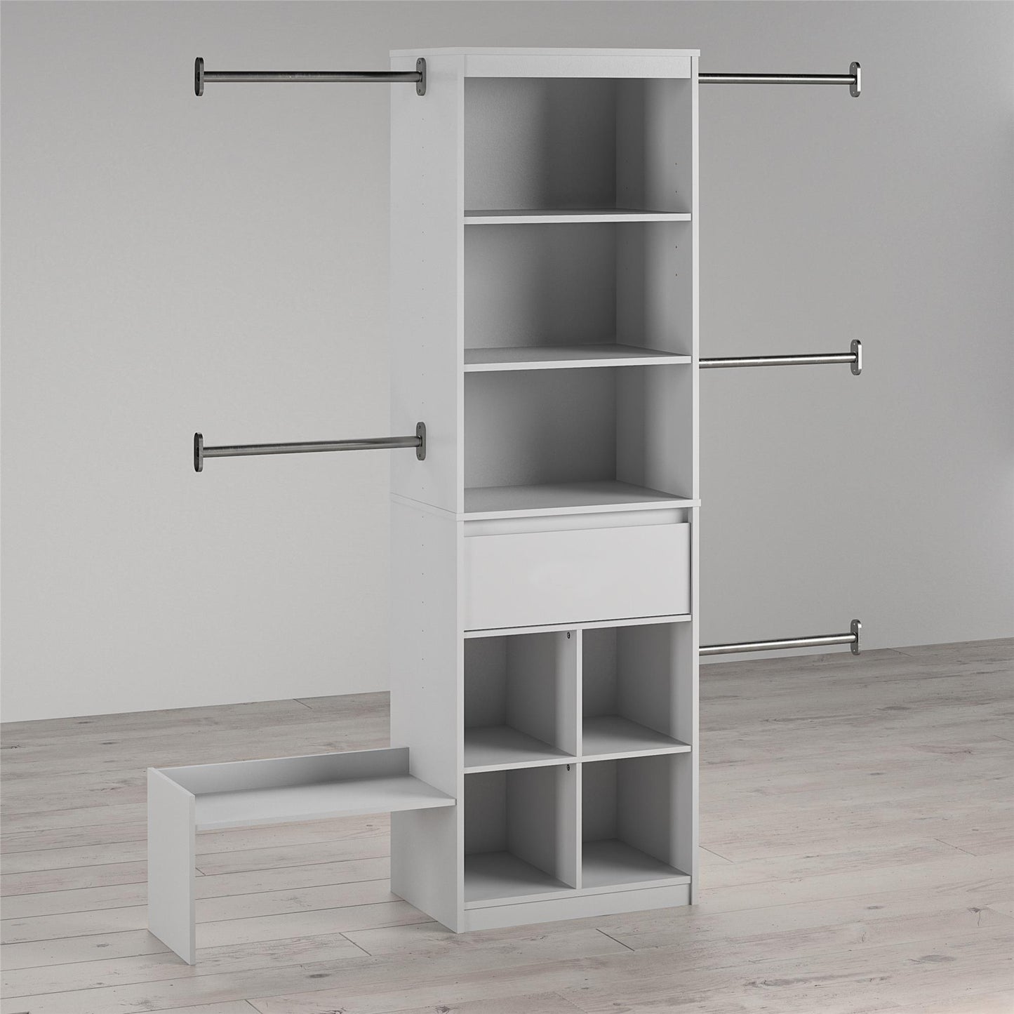 Grow with Me Adjustable Kids’ Closet Organizer System with Adjustable Poles - Dove Gray