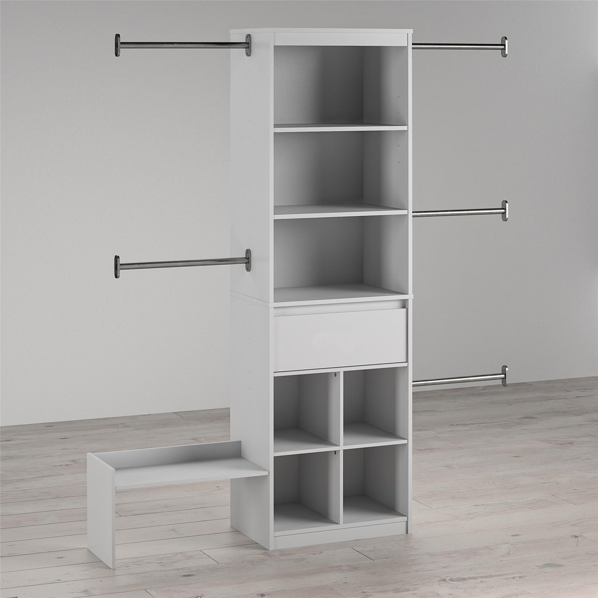 Grow with Me Adjustable Kids’ Closet Organizer System with Adjustable Poles - Dove Gray