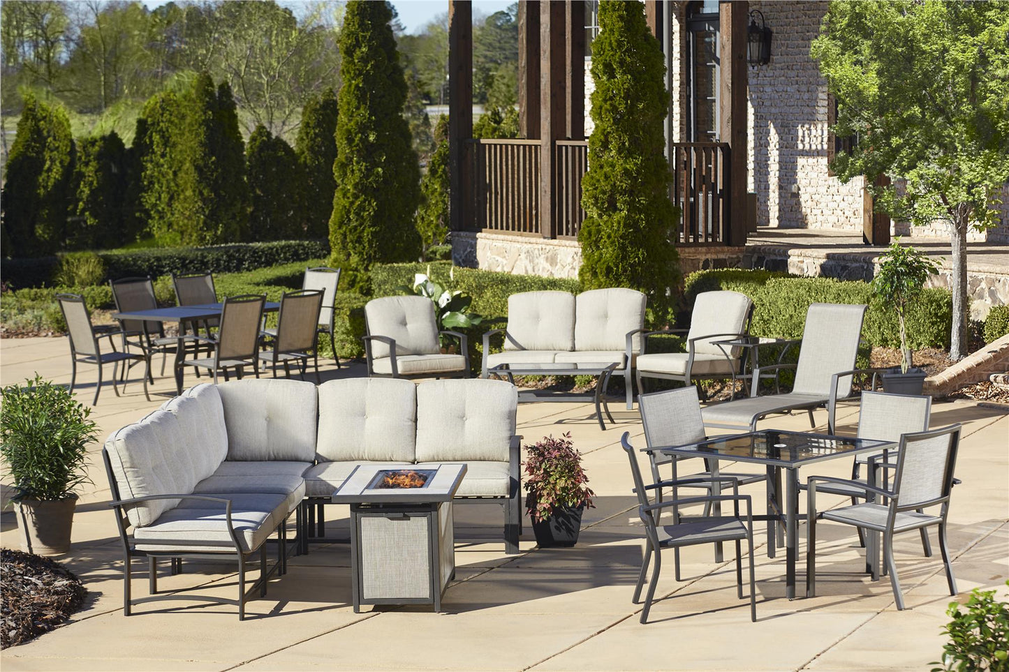 Outdoor Adjustable Aluminum Chaise Lounge Chairs, Set of 2 - Brown - 2-Pack