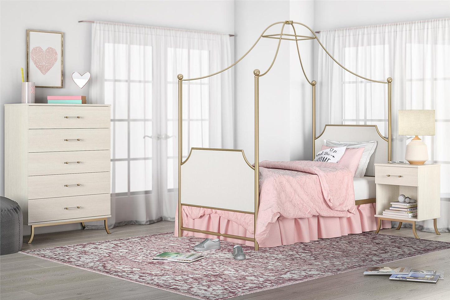 Monarch Hill Clementine White Nightstand with 1 Drawer - Ivory Oak