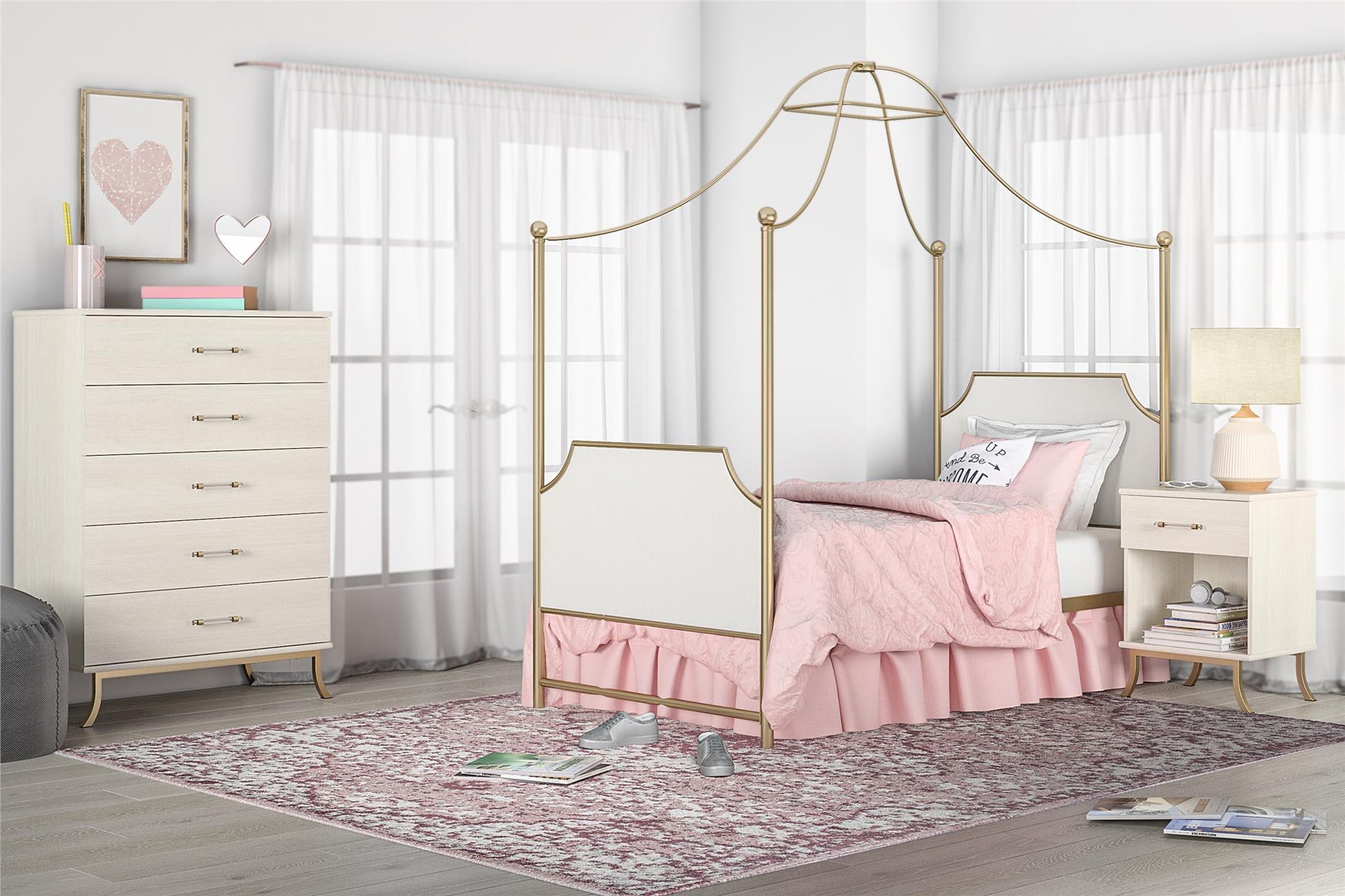 Monarch Hill Clementine White Nightstand with 1 Drawer - Ivory Oak
