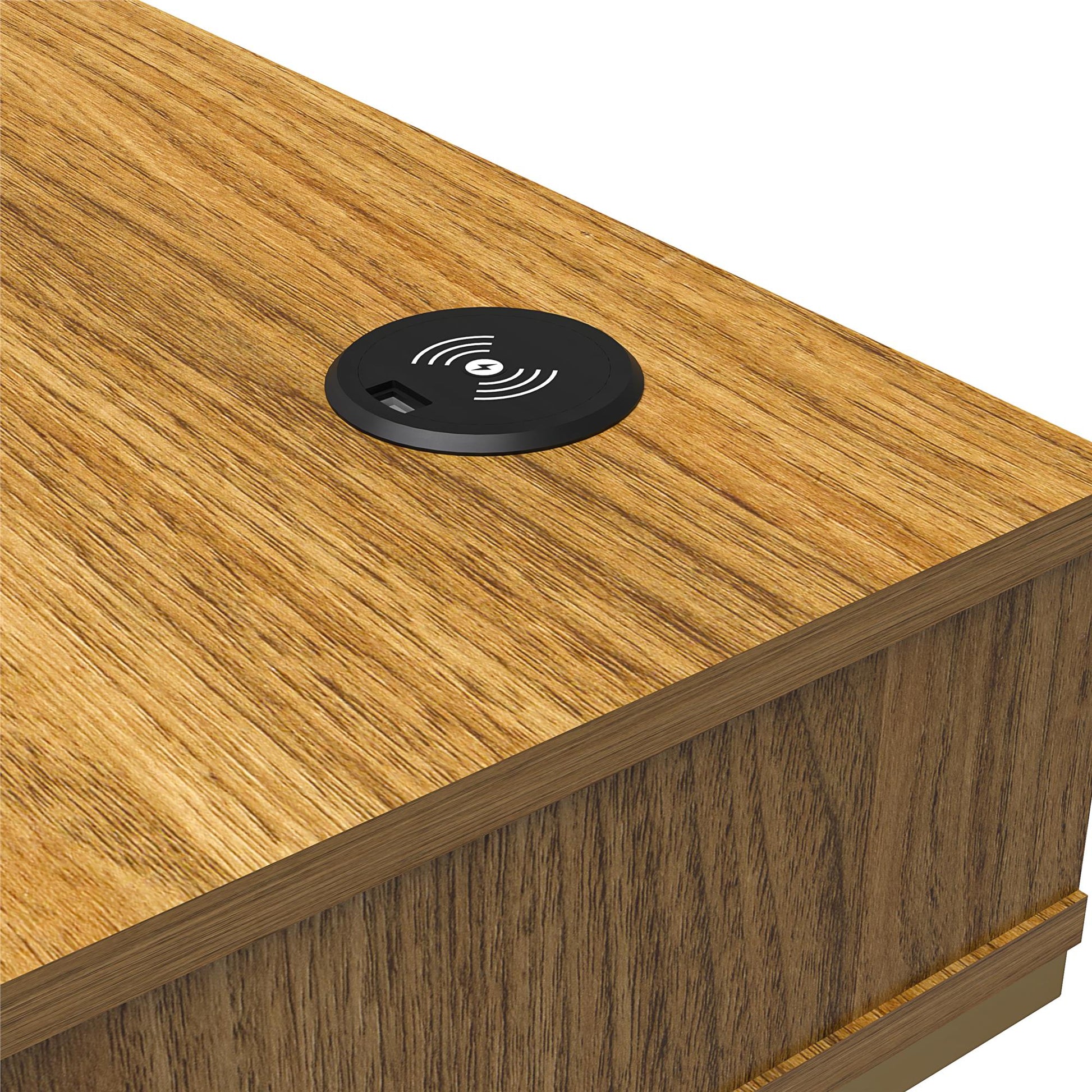 Olten Computer Desk with 2 Drawers and Wireless Charging Spot - Walnut