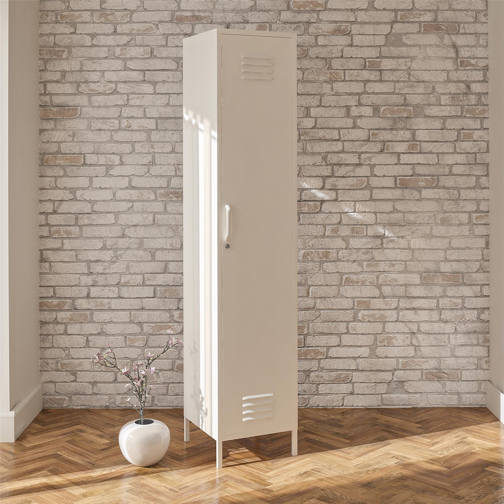 Shadwick Single Closed Door Metal Locker Storage Cabinet with 4 Shelves - Pink