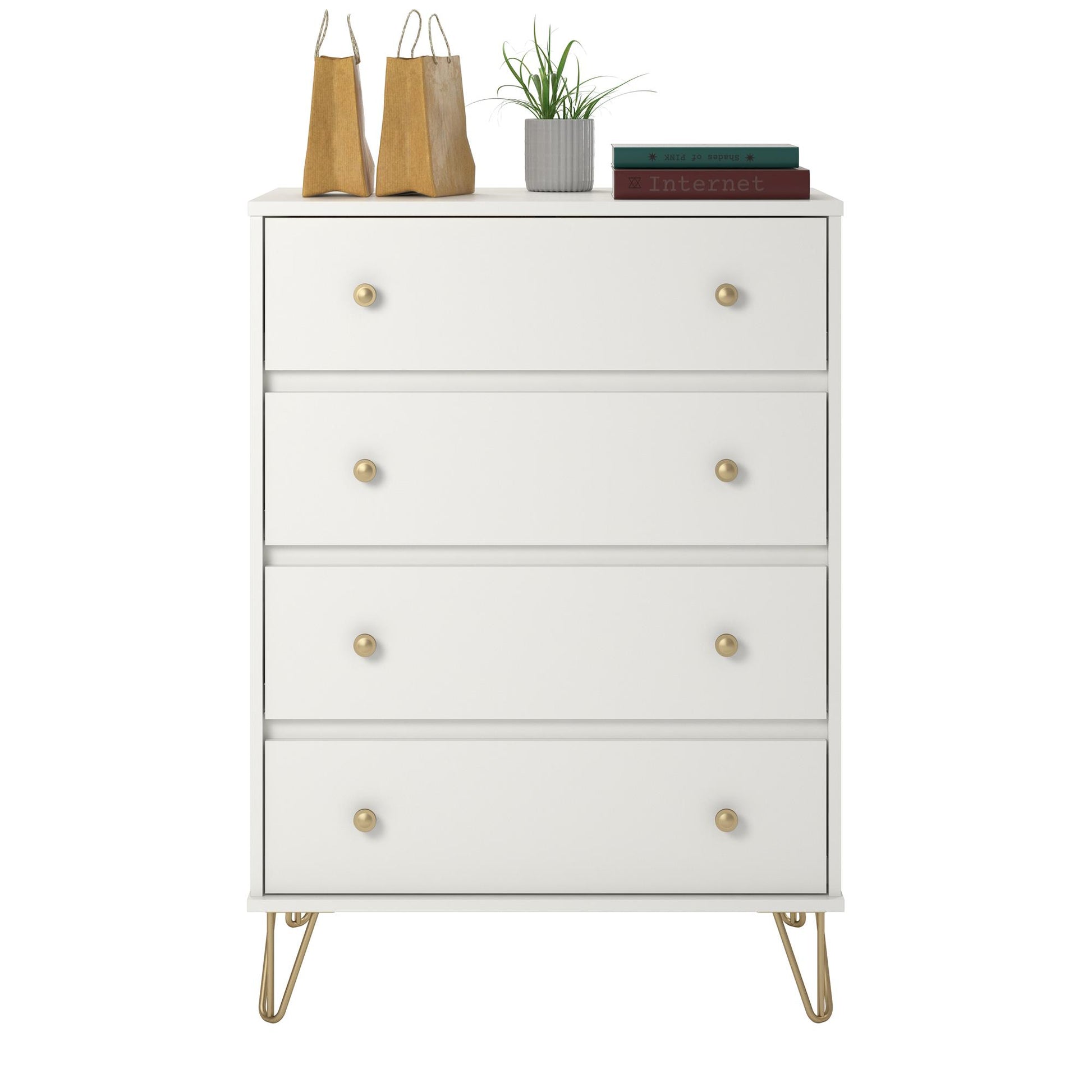 Finley 4 Drawer Dresser, White - White