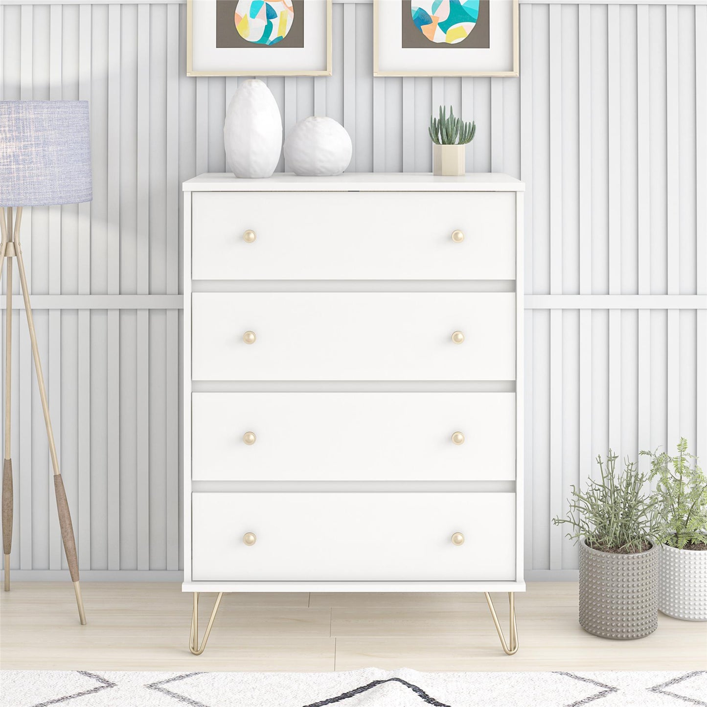 Finley 4 Drawer Dresser, White - White