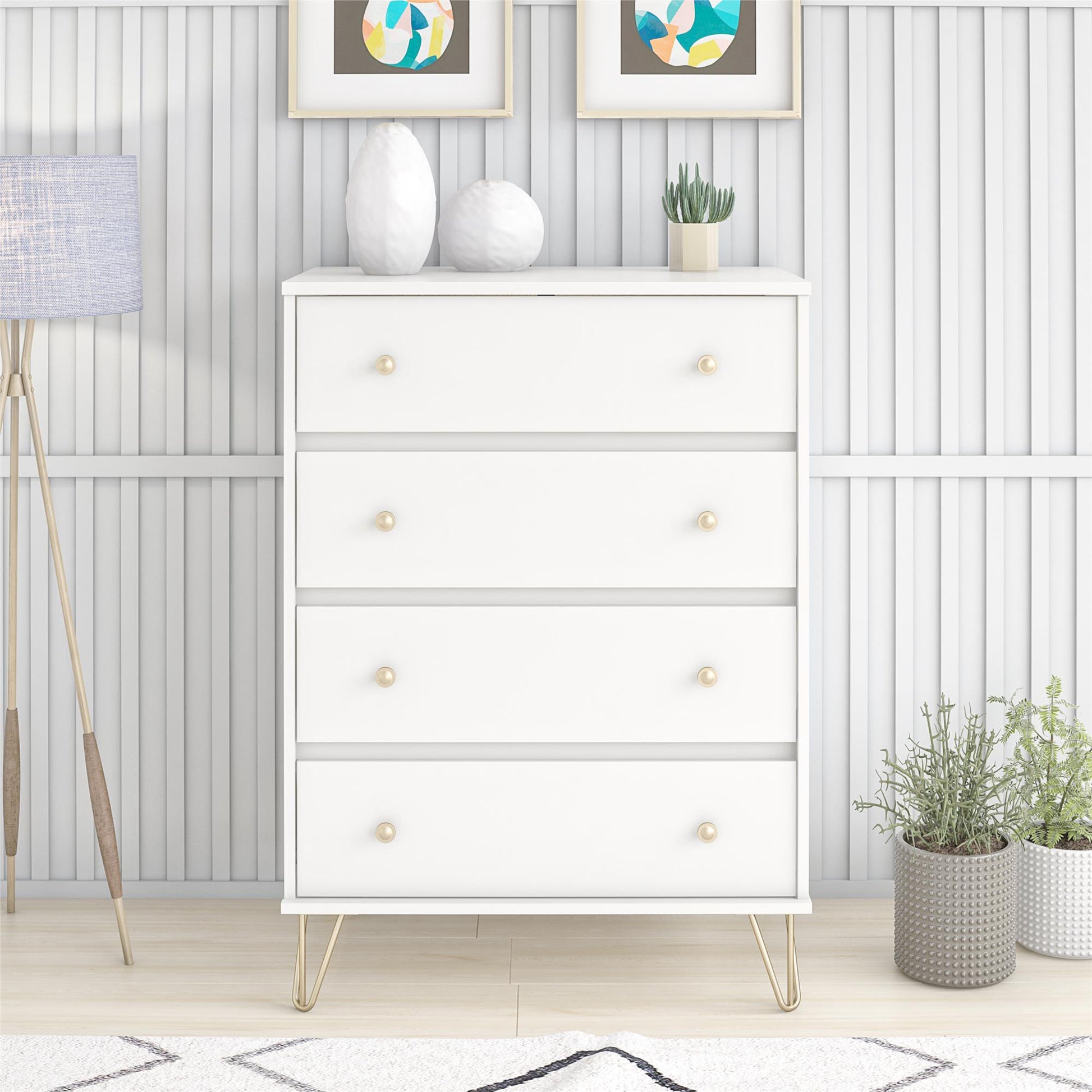Finley 4 Drawer Dresser, White - White