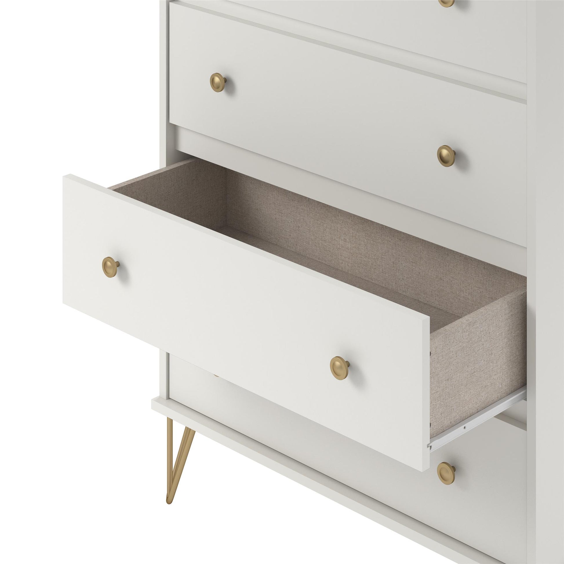 Finley 4 Drawer Dresser, White - White