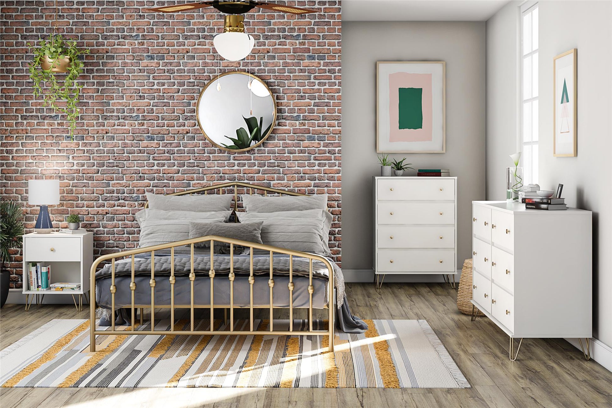 Finley 4 Drawer Dresser, White - White