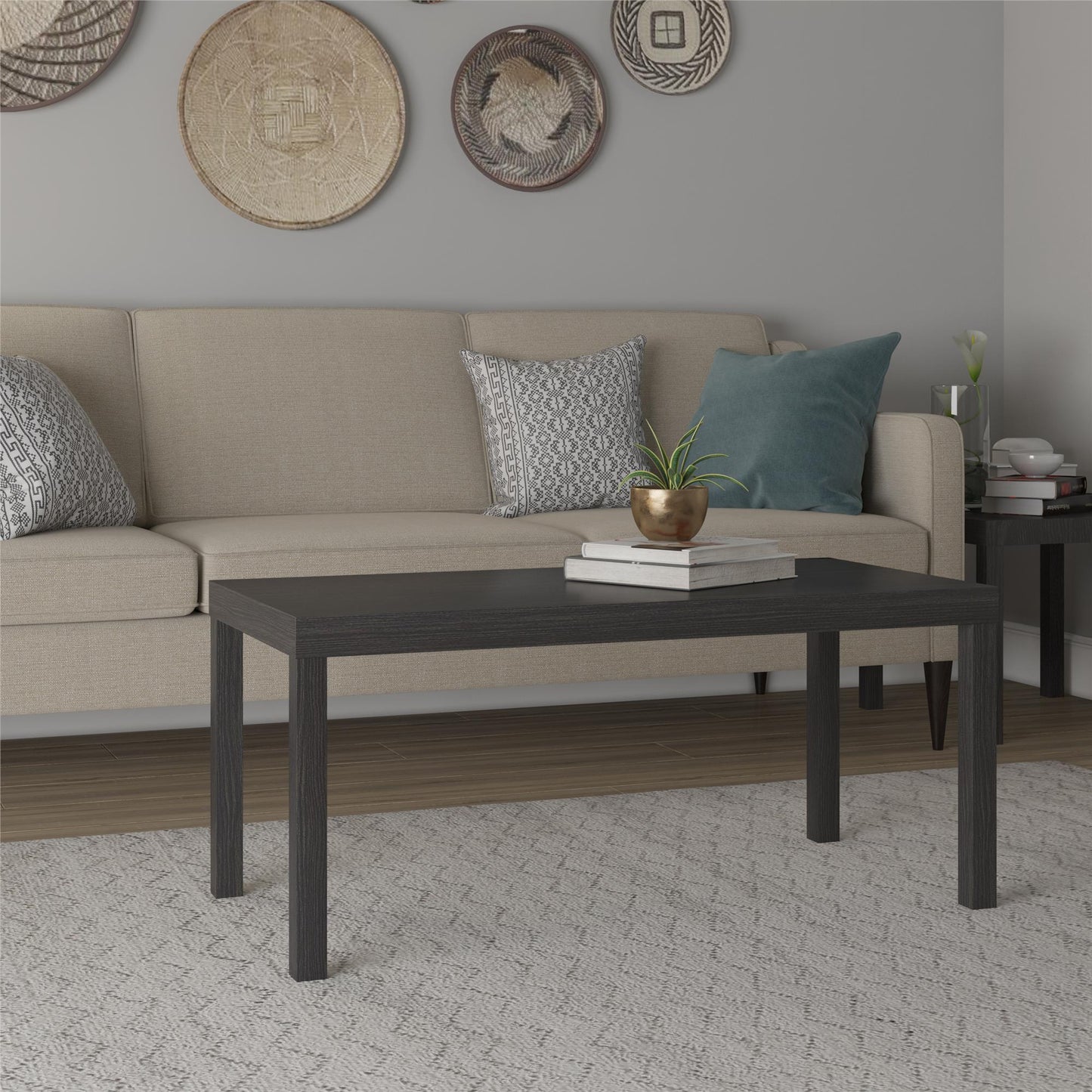 Parsons Hollow Core Coffee Table with Large Top - Espresso