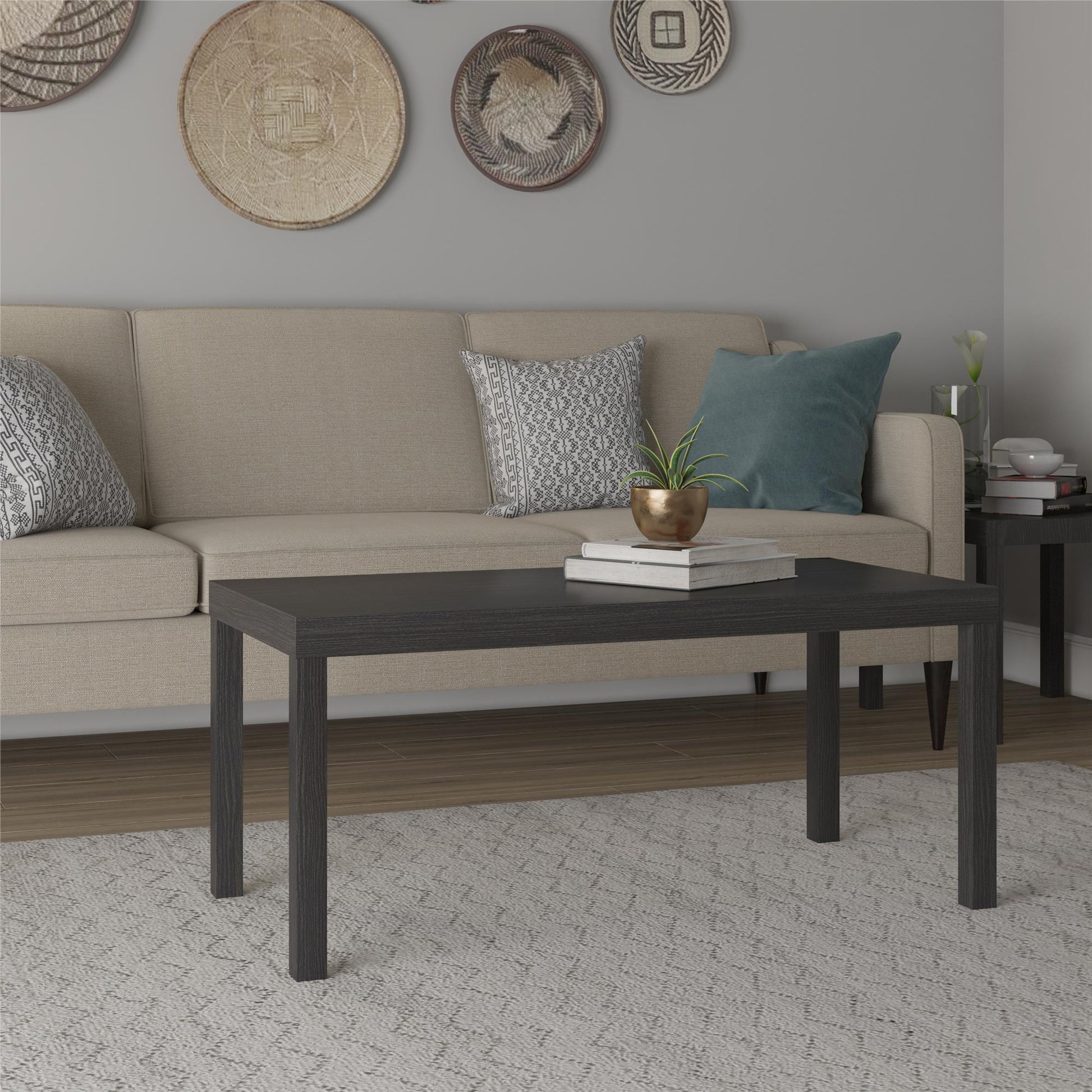 Parsons Hollow Core Coffee Table with Large Top - Espresso