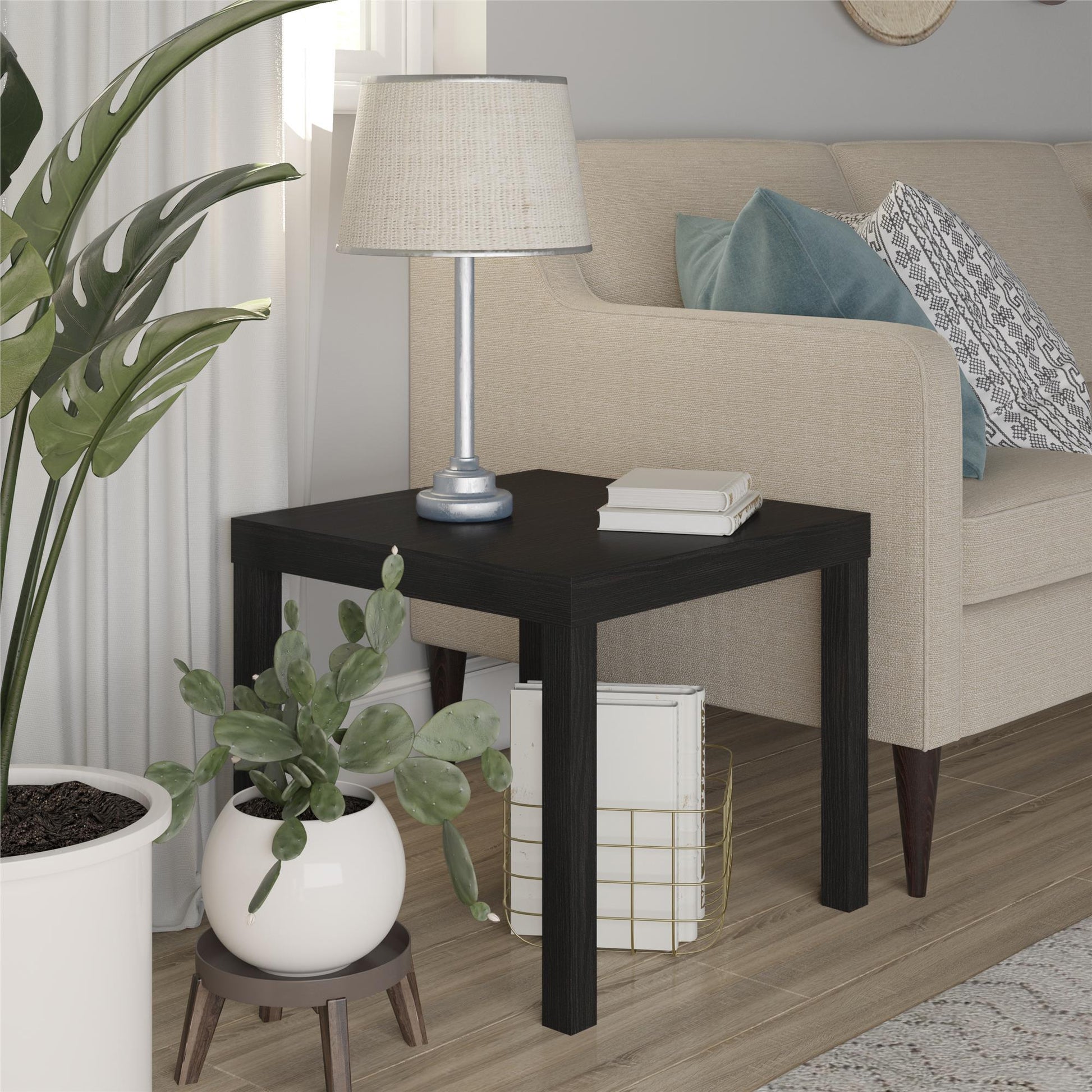 Parsons Hollow Core End Table with Large Top - Espresso