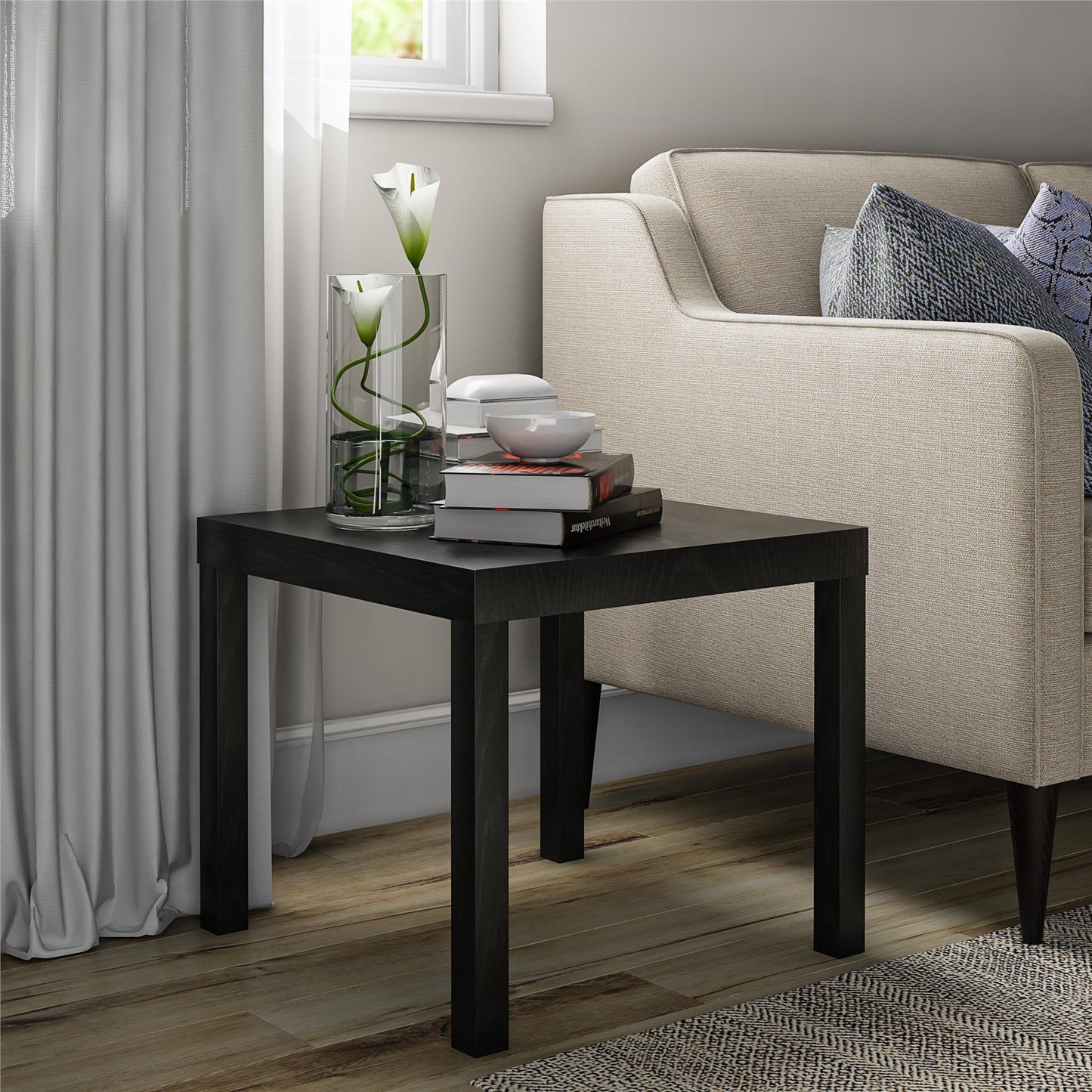 Parsons End Table, White - White