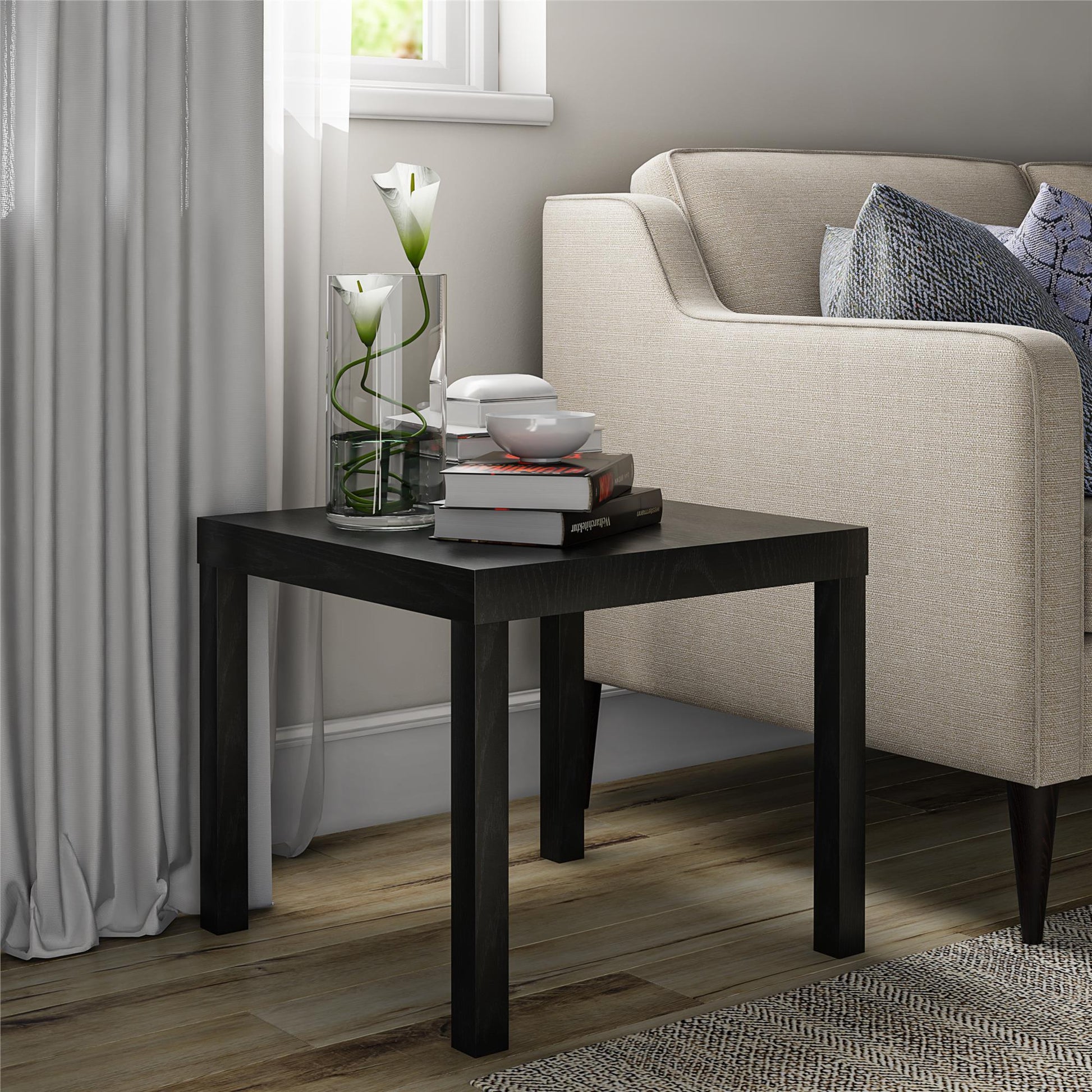 Parsons End Table, White - White