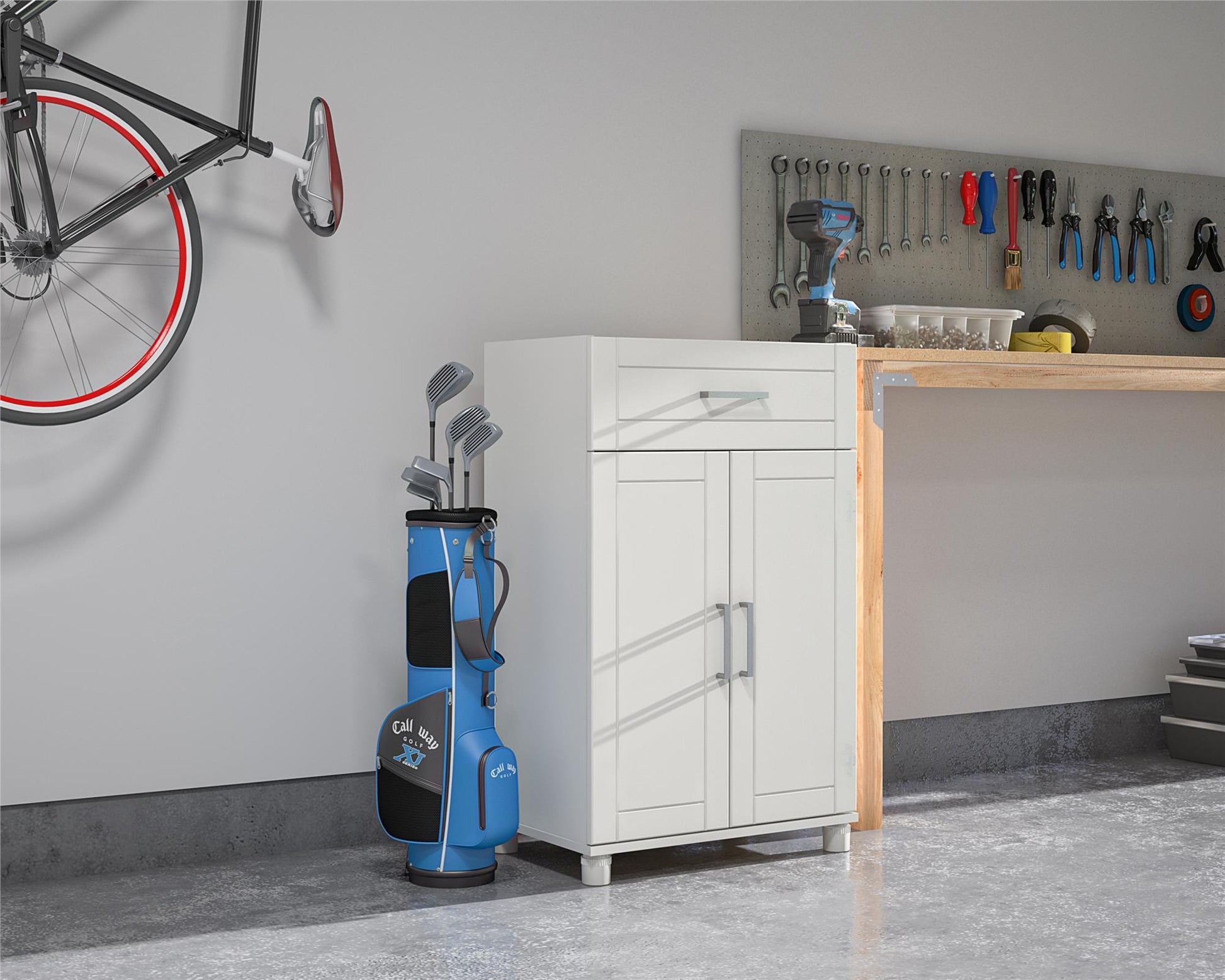 Callahan 24 Inch 1 Drawer and 2 Door Base Storage Cabinet - White