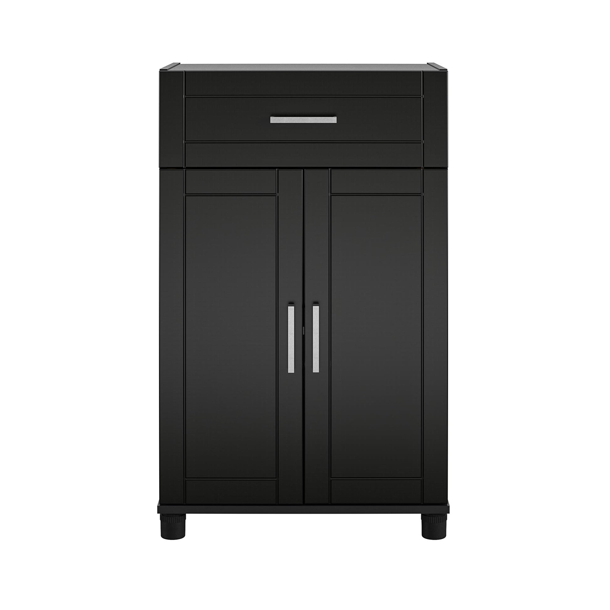 Callahan 24 Inch 1 Drawer and 2 Door Base Storage Cabinet - Black